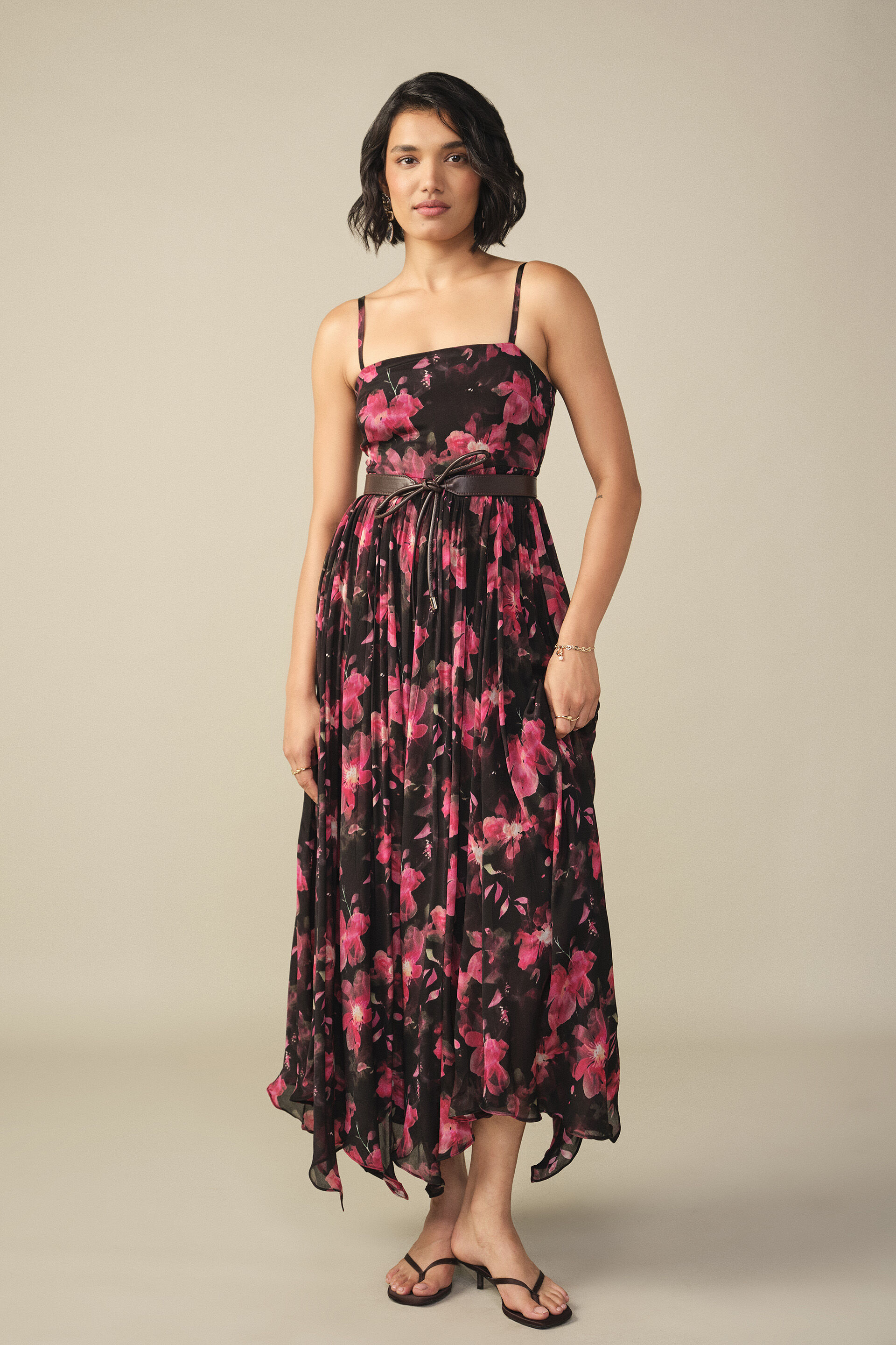 Floral Print Maxi Dress in Red, Red, image 2
